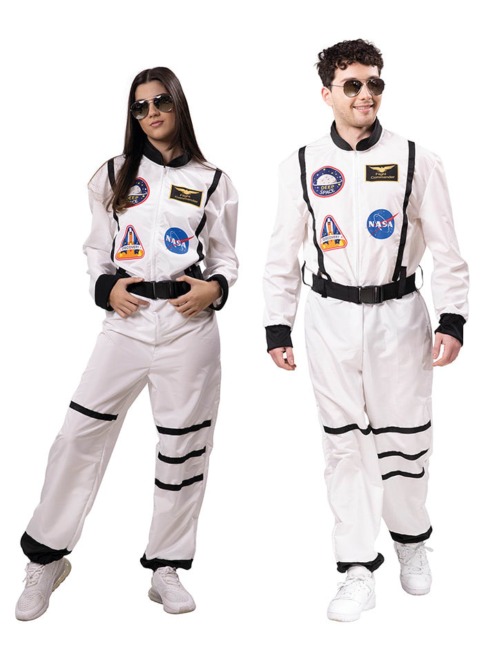 Party x People Kombinezon kostiumowy "Astronaut" w kolorze białym ze wzorem rozmiar: M