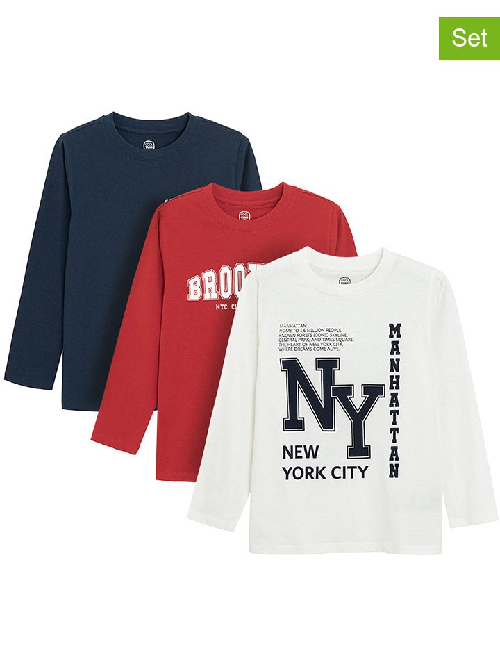 COOL CLUB Koszulki (3 szt.) w kolorze granatowym, białym i czerwonym rozmiar: 122