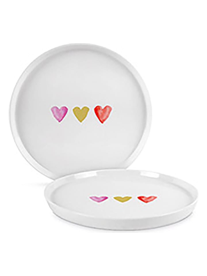 ppd Talerzyk deserowy "Aquarell Hearts" w kolorze białym - Ø 21 cm rozmiar: onesize