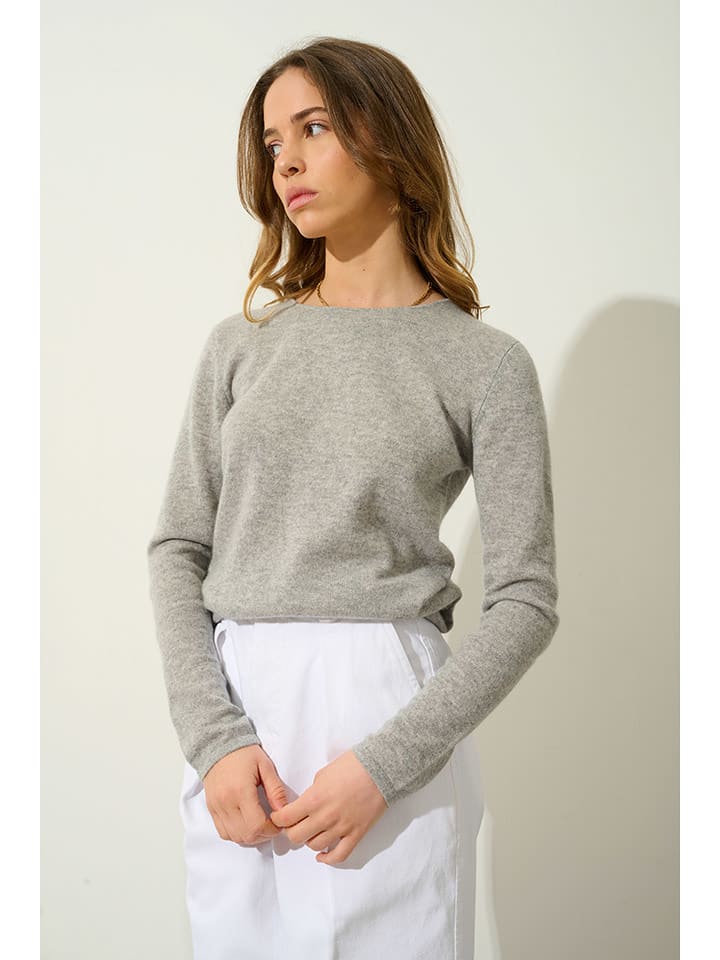 AUTHENTIC CASHMERE Kaszmirowy sweter "Epéna" w kolorze jasnoszarym rozmiar: L