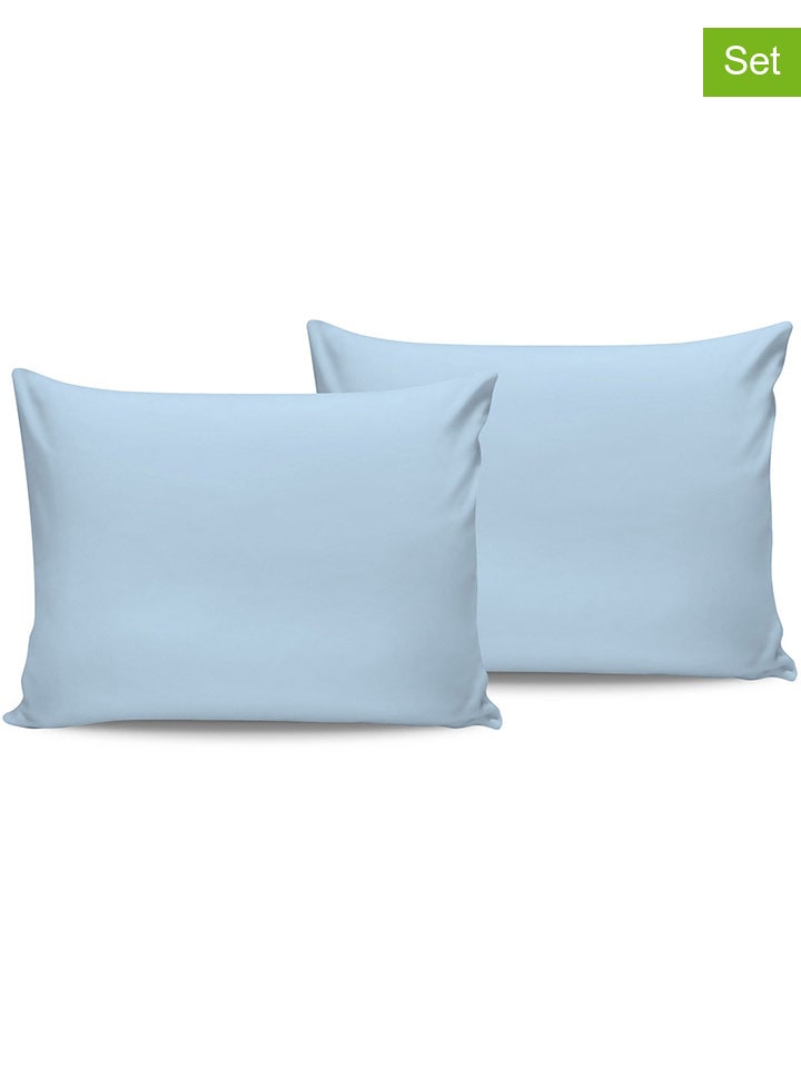 Elizabed Poszewki satynowe (2 szt.) w kolorze błękitnym na poduszkę rozmiar: 60x60 cm