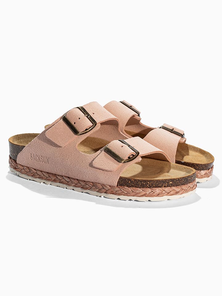 BACKSUN Skórzane klapki "Vada" w kolorze jasnoróżowym rozmiar: 41