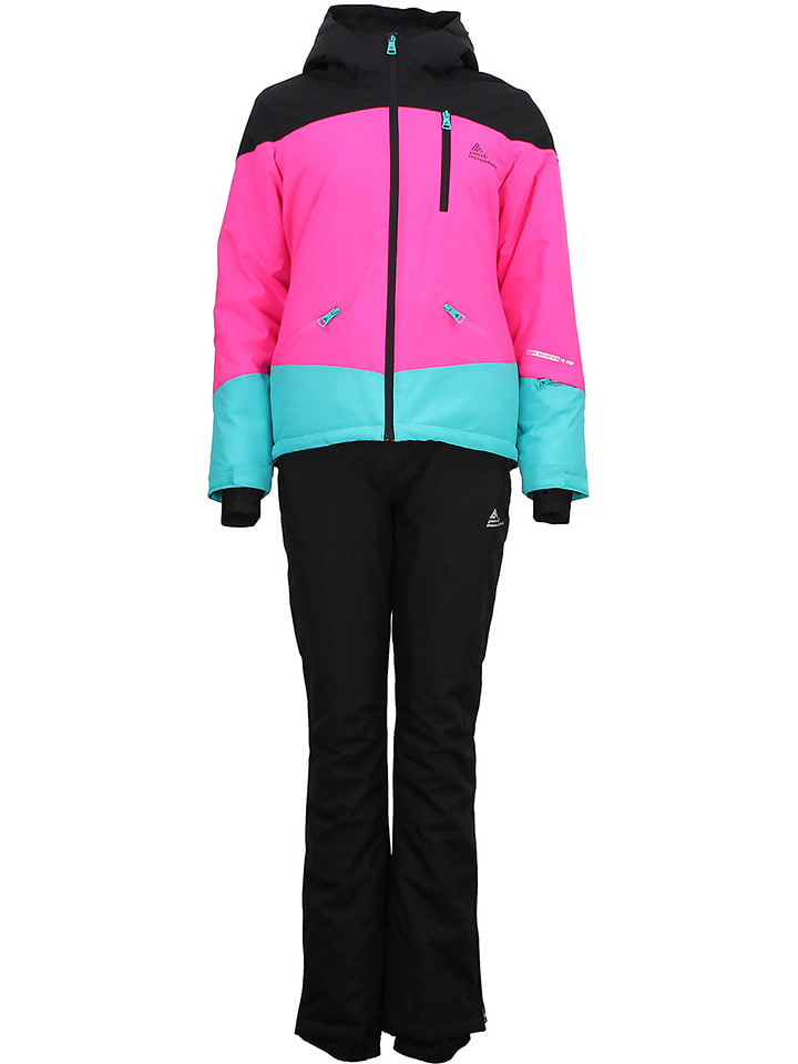 Peak Mountain 2-częściowy zestaw narciarski "Acorse" w kolorze różowo-niebiesko-czarnym rozmiar: S