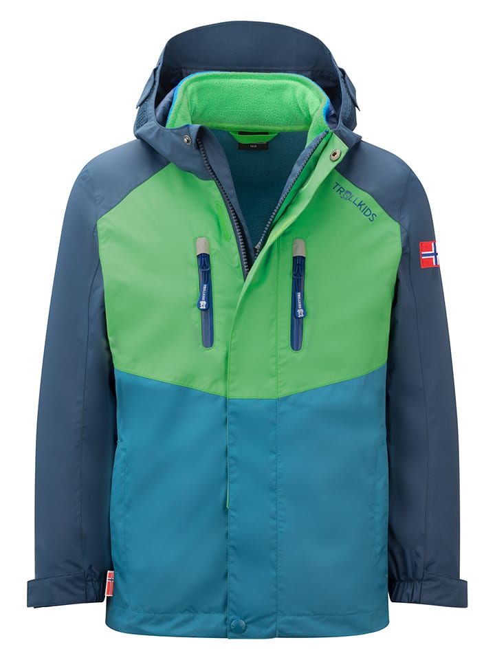 Trollkids Kurtka funkcyjna 3w1 "Bryggen" w kolorze niebiesko-zielonym rozmiar: 176