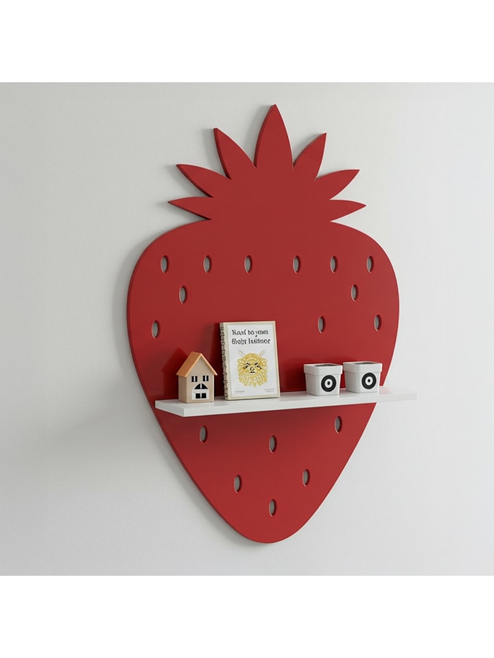 Woody Kids Regał ścienny w kolorze biało-czerwonym - 33 x 35 x 10 cm rozmiar: onesize