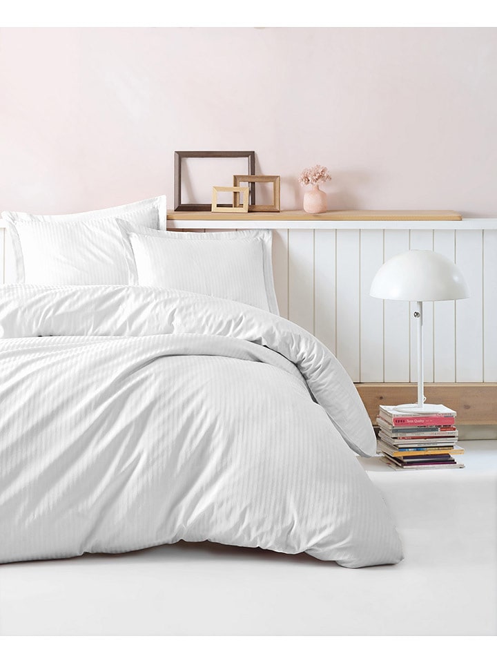 Elizabed Komplet pościeli satynowej w kolorze białym rozmiar: 260x220 cm