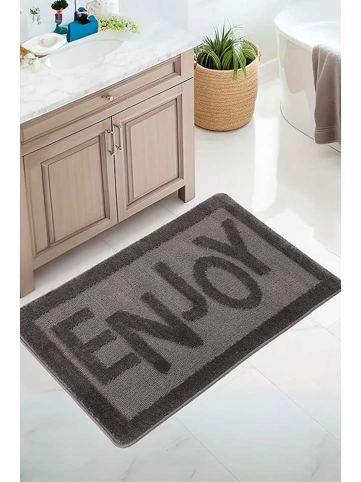 Colourful Cotton Dywanik łazienkowy w kolorze antracytowym rozmiar: 60x100 cm