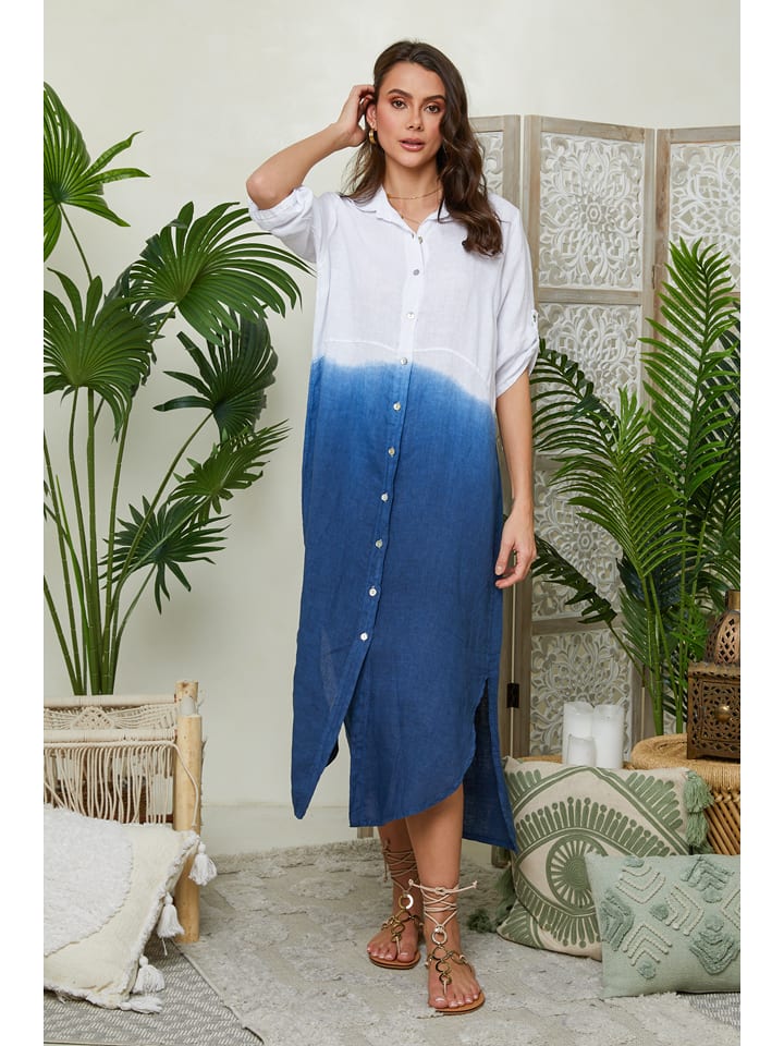 Lin Passion Lniana sukienka w kolorze niebieskim rozmiar: 36/38