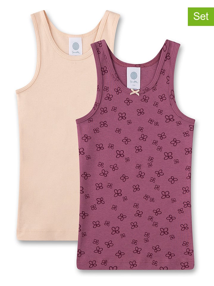 Sanetta Podkoszulki (2 szt.) w kolorze beżowym i fioletowym rozmiar: 104