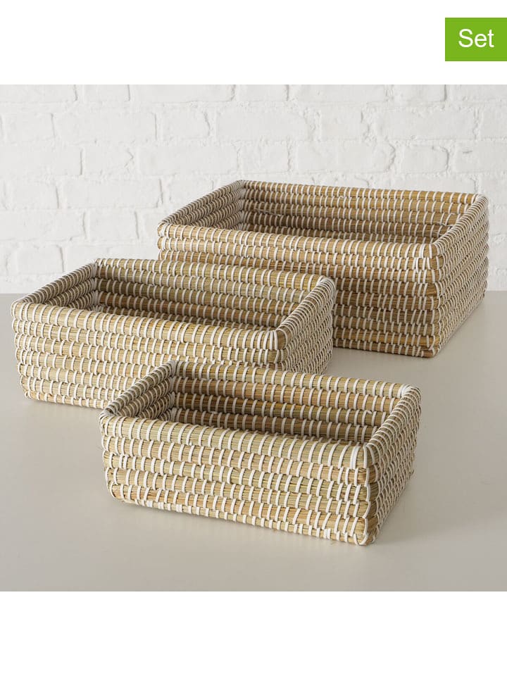 Boltze Koszyki (3 szt.) "Hamilton" w kolorze jasnobrązowo-białym rozmiar: onesize