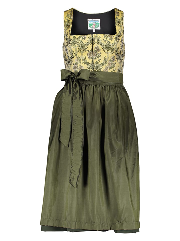 Turi Landhaus Dirndl w kolorze ciemnozielono-żółtym rozmiar: 38