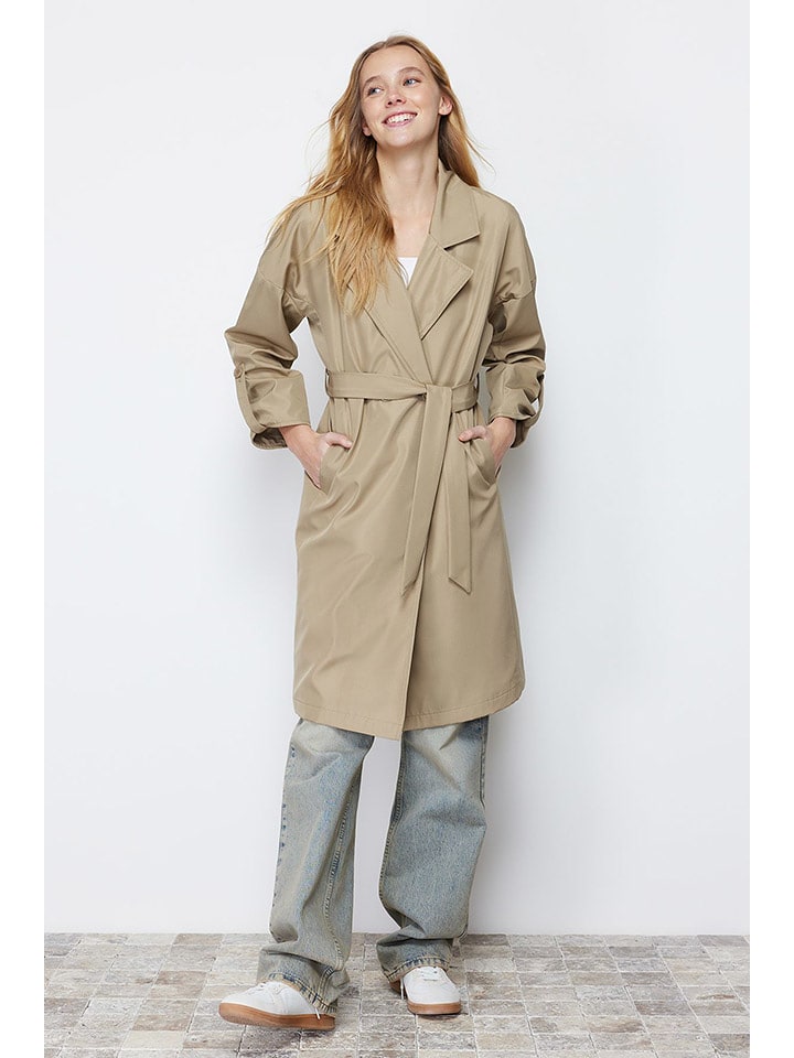 trendyol Płaszcz przejściowy w kolorze beżowym rozmiar: 42