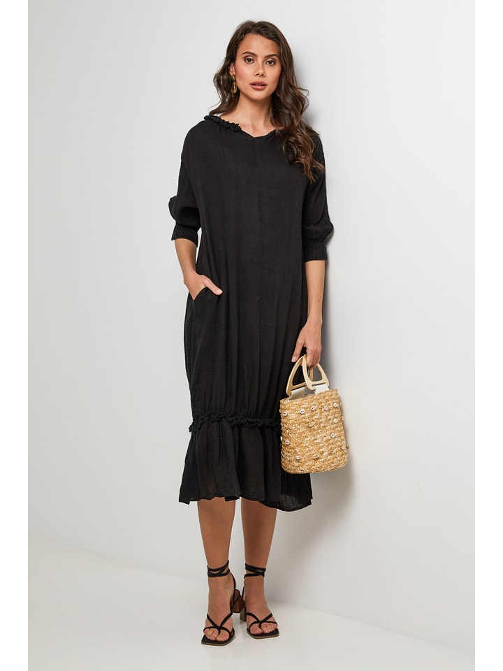 Lin Passion Lniana sukienka w kolorze czarnym rozmiar: 40/42