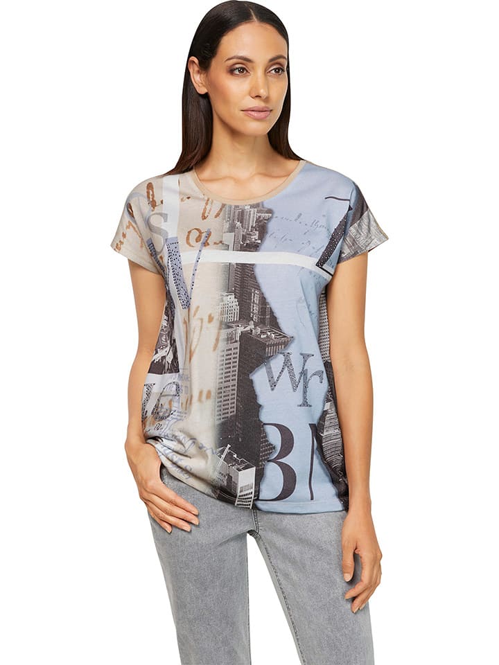 Heine Koszulka w kolorze beżowo-błękitnym rozmiar: 38