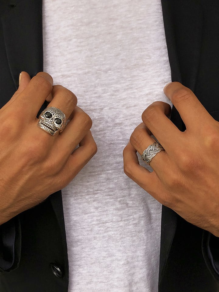 Uomo Srebrny pierścionek rozmiar: 60