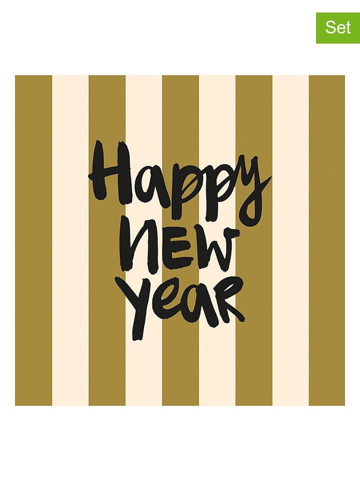 ppd Serwetki (40 szt.) "Formart New Year" w kolorze beżowo-zielonym rozmiar: onesize