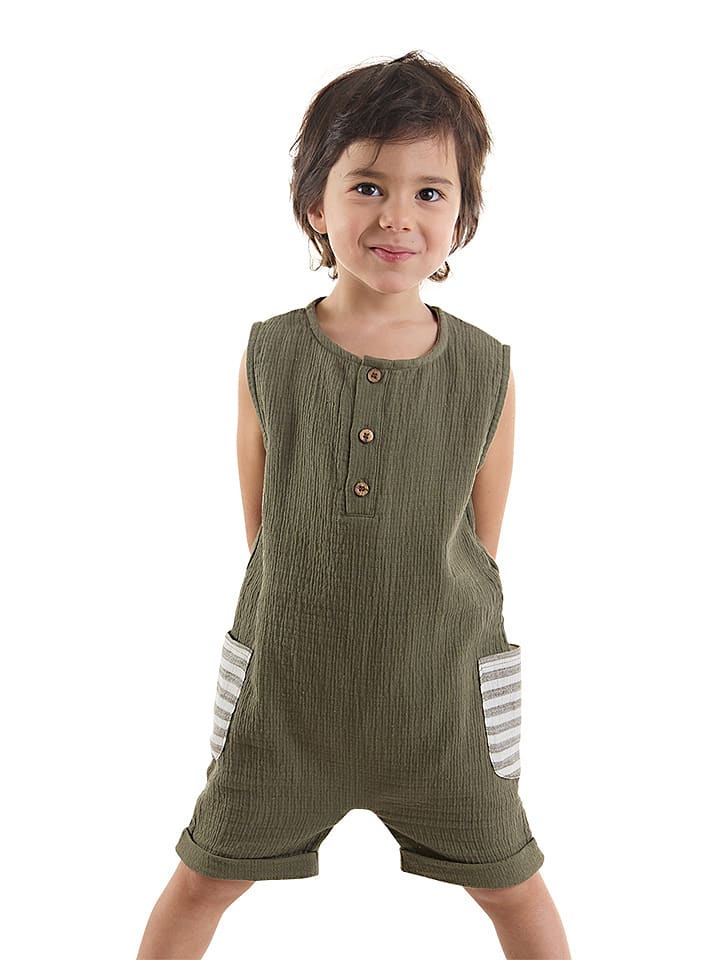 Denokids Kombinezon "Playful Muslin" w kolorze khaki rozmiar: 68-80