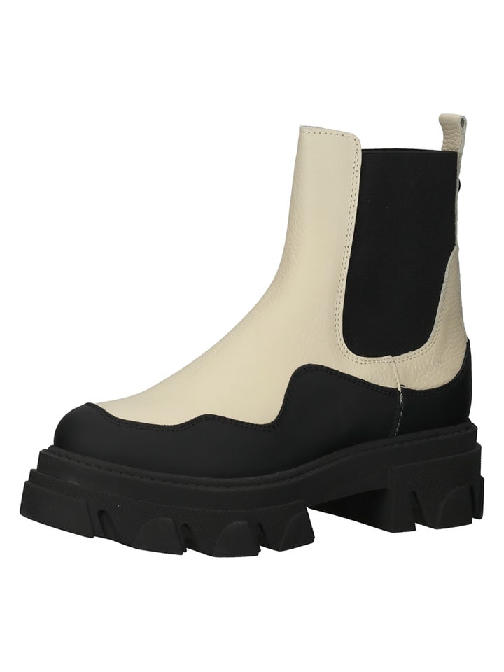 Steve Madden Skórzane sztyblety w kolorze kremowo-czarnym rozmiar: 40