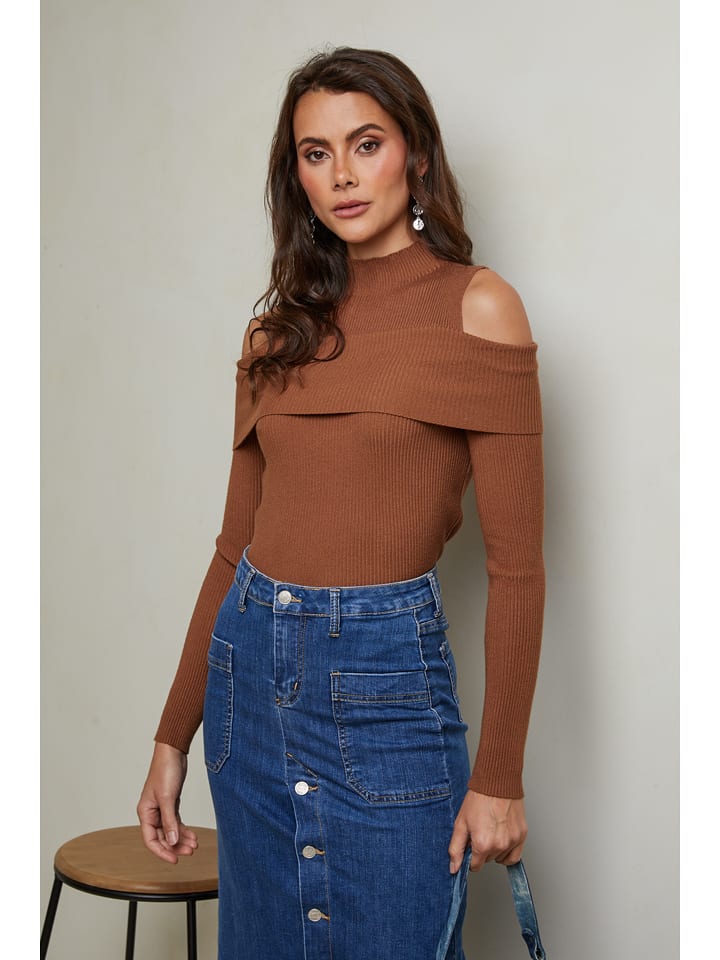 Joséfine Sweter "Lorinci" w kolorze jasnobrązowym rozmiar: M
