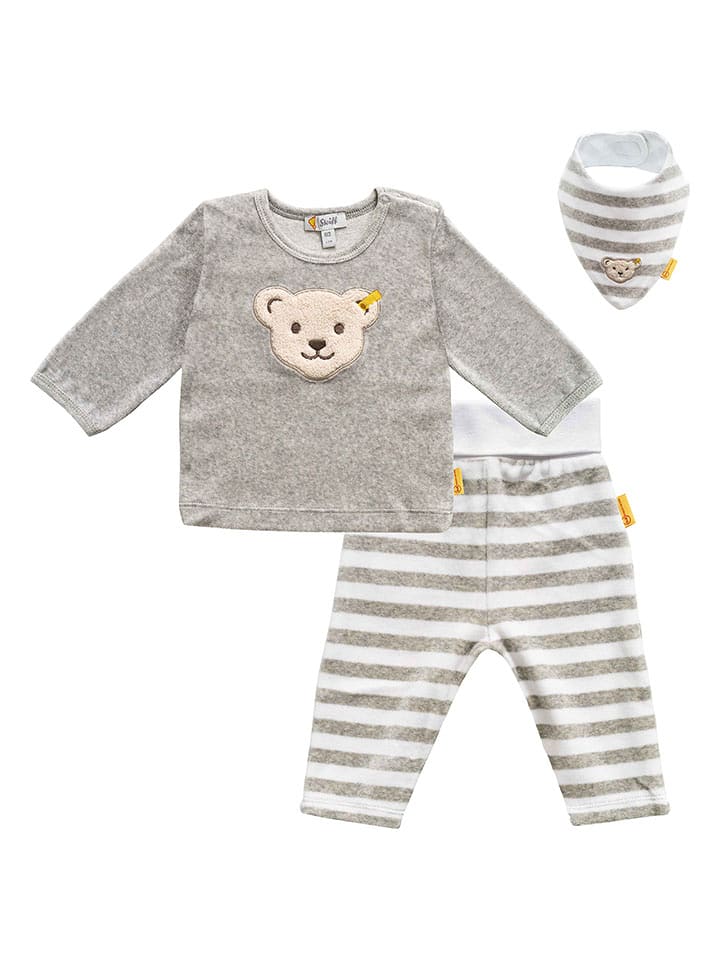 Steiff 3-częściowy zestaw w kolorze szaro-białym rozmiar: 62