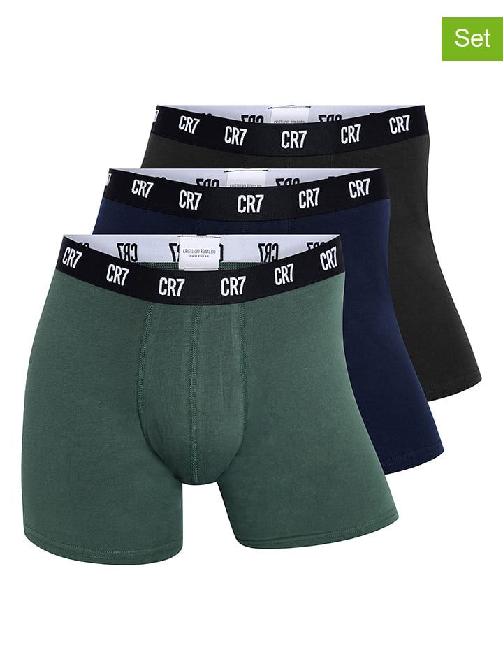 CR7 Bokserki (3 pary) w kolorze czarno-oliwkowo-granatowym rozmiar: XL