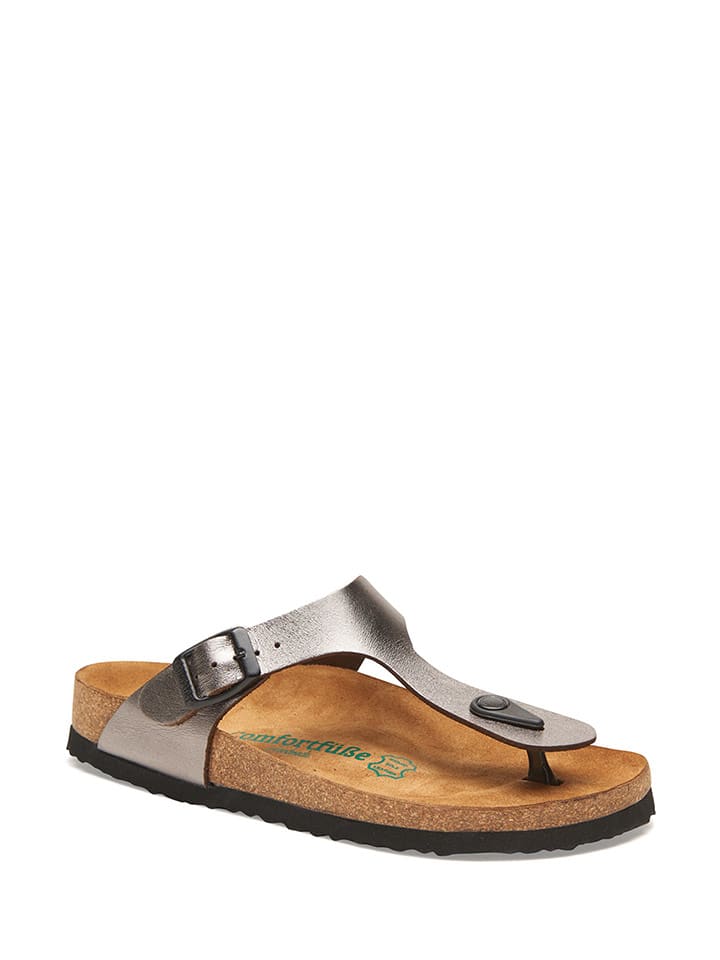 Comfortfusse Skórzane japonki w kolorze srebrnym rozmiar: 38