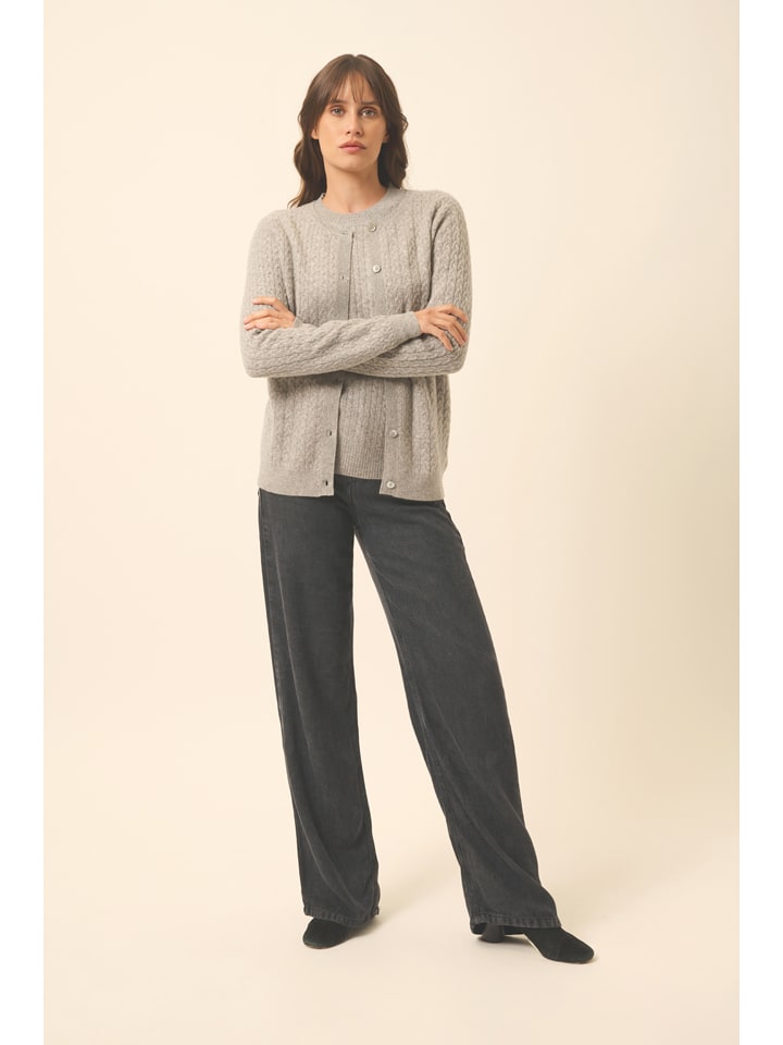 Just Cashmere Kaszmirowy kardigan "Laura" w kolorze szarym rozmiar: M