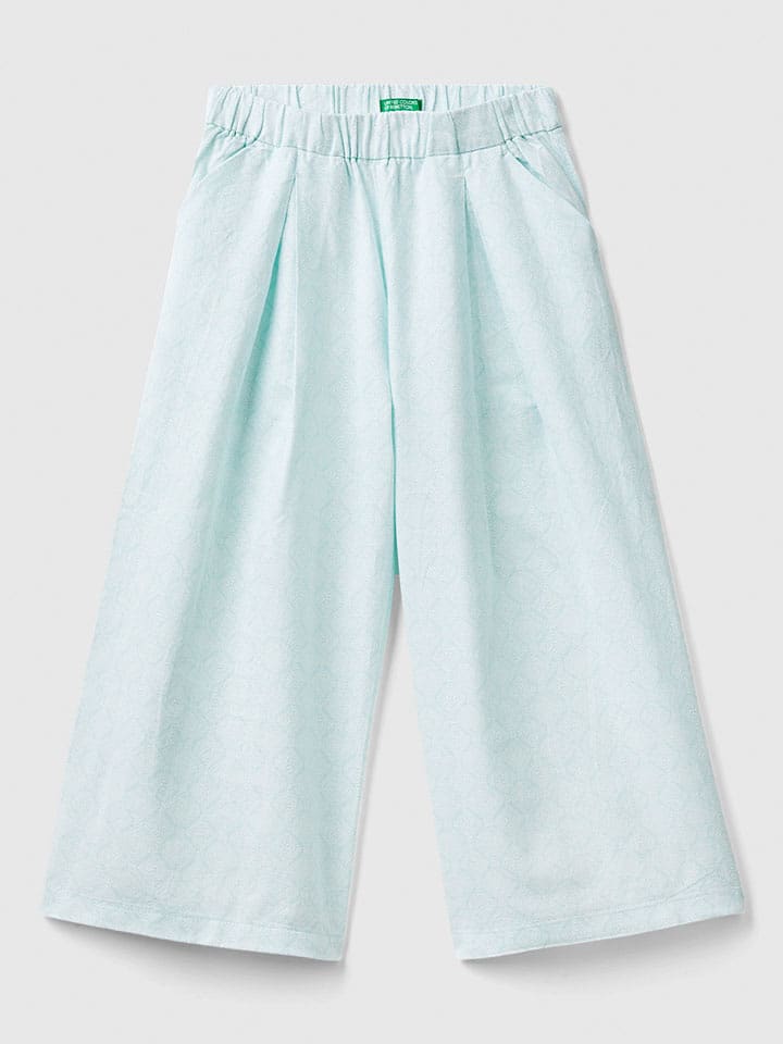 Benetton Lniane spodnie w kolorze błękitnym rozmiar: 160