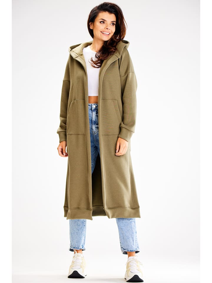 Awama Płaszcz dresowy w kolorze khaki rozmiar: L/XL