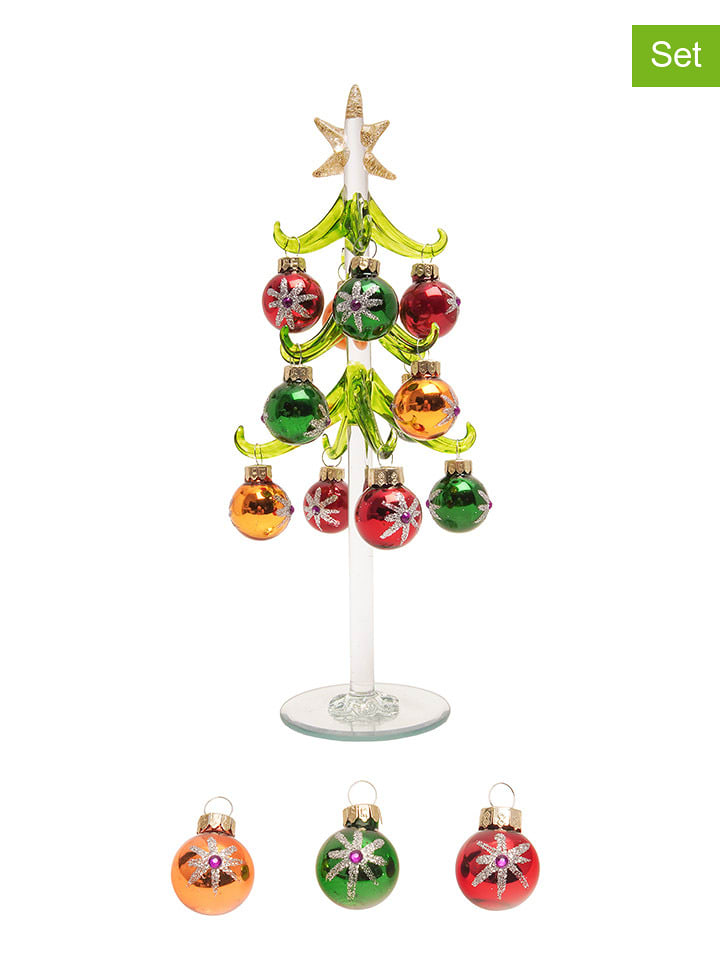 Krebs Glas Lauscha 12-częściowy zestaw dekoracyjny ze wzorem - wys. 25 cm rozmiar: onesize