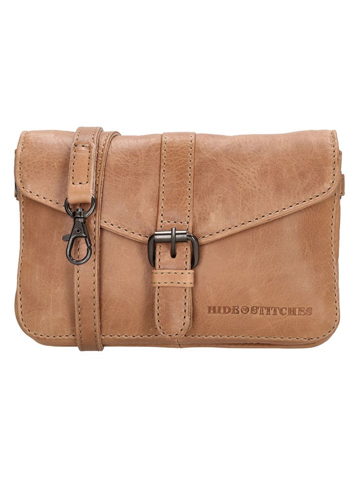 HIDE & STITCHES Skórzana torebka "Porto" w kolorze karmelowym - 19 x 11,5 x 5 cm rozmiar: onesize