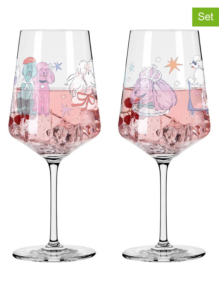 RITZENHOFF Kieliszki (2 szt.) w kolorze jasnoróżowo-turkusowym do koktajli - 600 ml rozmiar: onesize