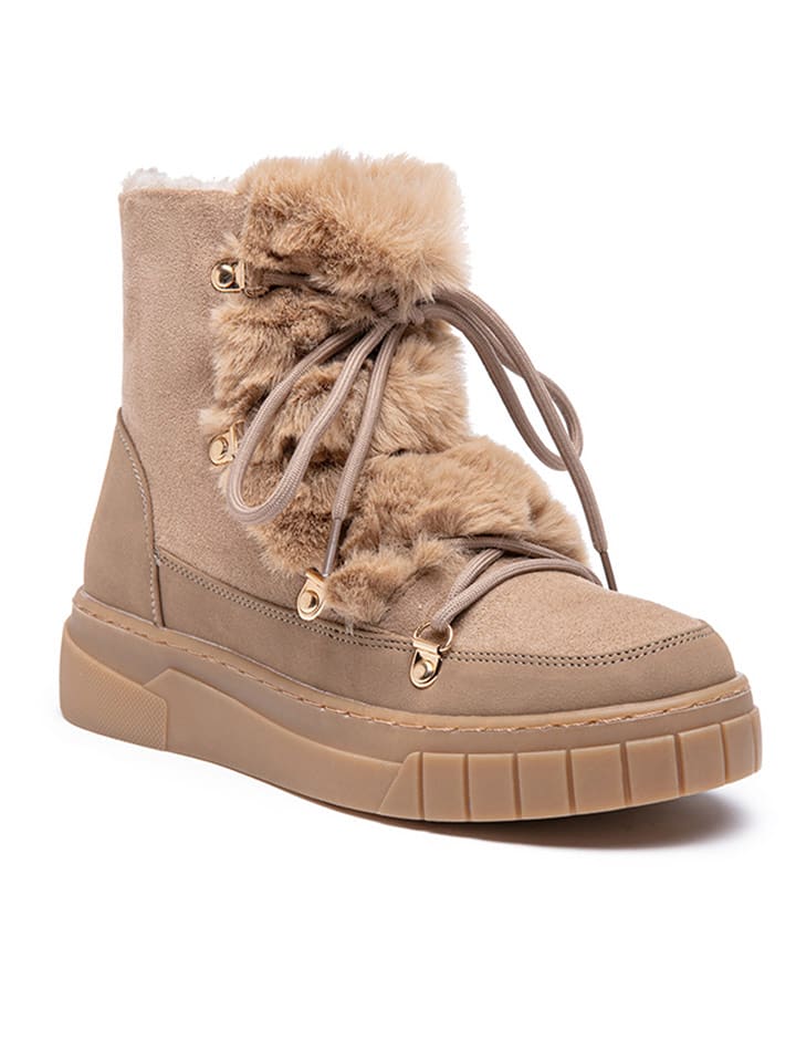 Foreverfolie Kozaki zimowe w kolorze beżowym rozmiar: 37