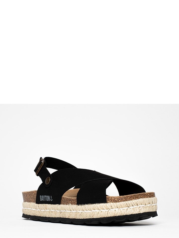 BAYTON Sandały "Leida" w kolorze czarnym na koturnie rozmiar: 40