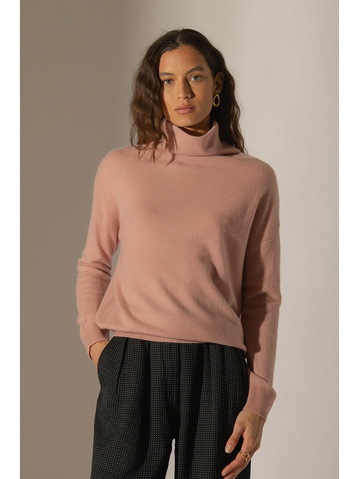 Perfect Cashmere Kaszmirowy golf "Nethan" w kolorze szaroróżowym rozmiar: S