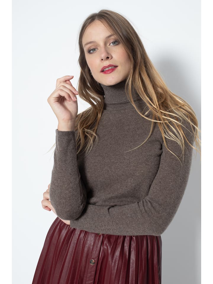 Perfect Cashmere Kaszmirowy golf "Ashley" w kolorze szarobrązowym rozmiar: XXL