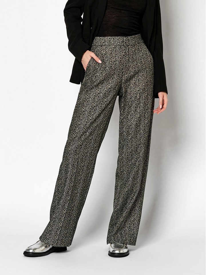 Rosner Spodnie "Mara" w kolorze kremowo-czarnym rozmiar: 46/L32