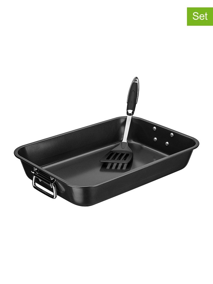 GSW 2-częściowy zestaw w kolorze czarnym do zapiekania - 40 x 28,5 cm rozmiar: onesize