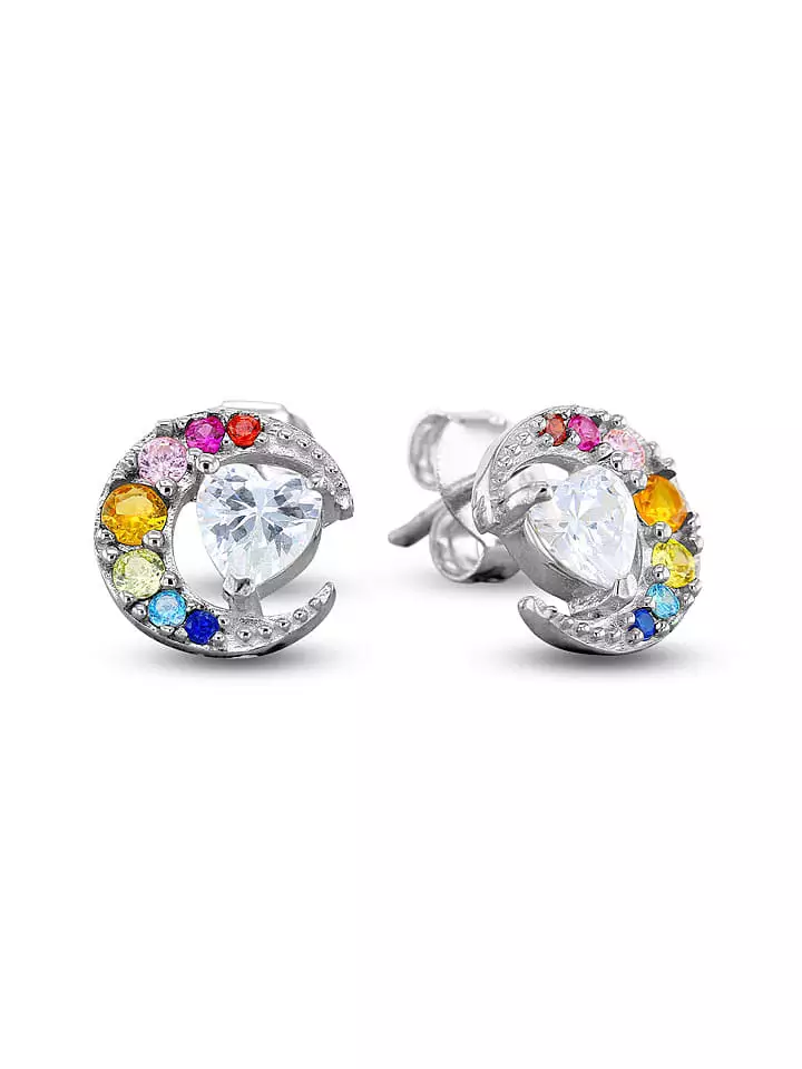 CHARM'S Srebrne kolczyki-wkrętki z cyrkoniami rozmiar: onesize