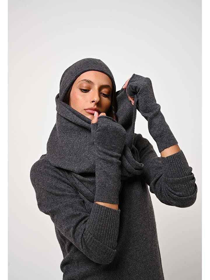 AUTHENTIC CASHMERE Kaszmirowe mitenki "Serre" w kolorze antracytowym rozmiar: onesize