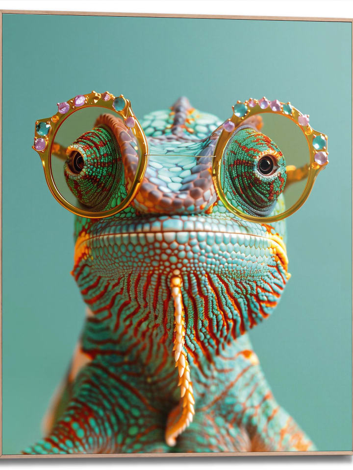 Orangewallz Druk artystyczny "Karma Chameleon" w ramce rozmiar: 40x50 cm