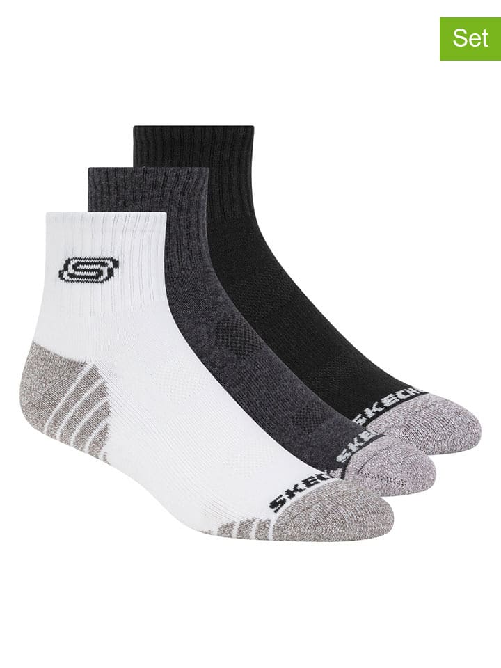 Skechers Skarpety (3 pary) w kolorze antracytowo-czarno-białym rozmiar: 43-46