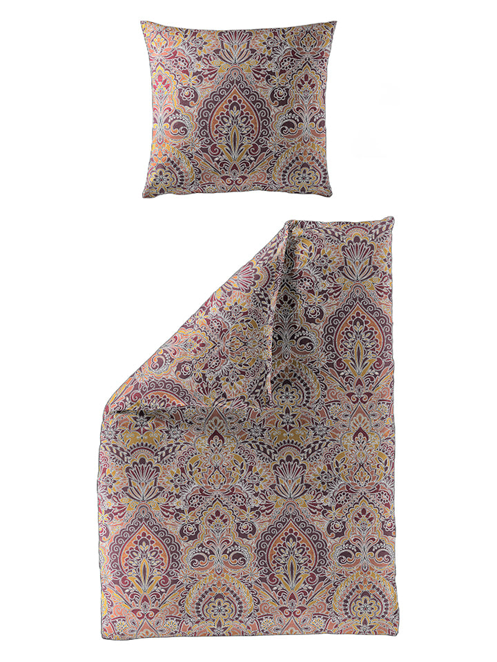 Bierbaum Komplet pościeli flanelowej w kolorze czerwono-pomarańczowym rozmiar: 155x220 cm