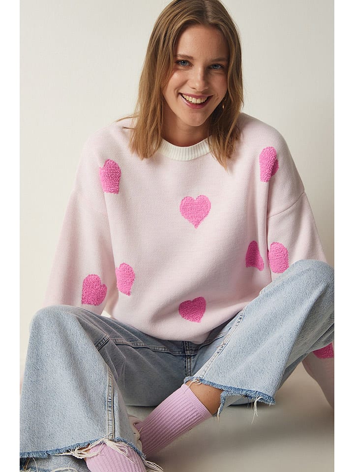 Happiness Istanbul Sweter w kolorze jasnoróżowym rozmiar: onesize