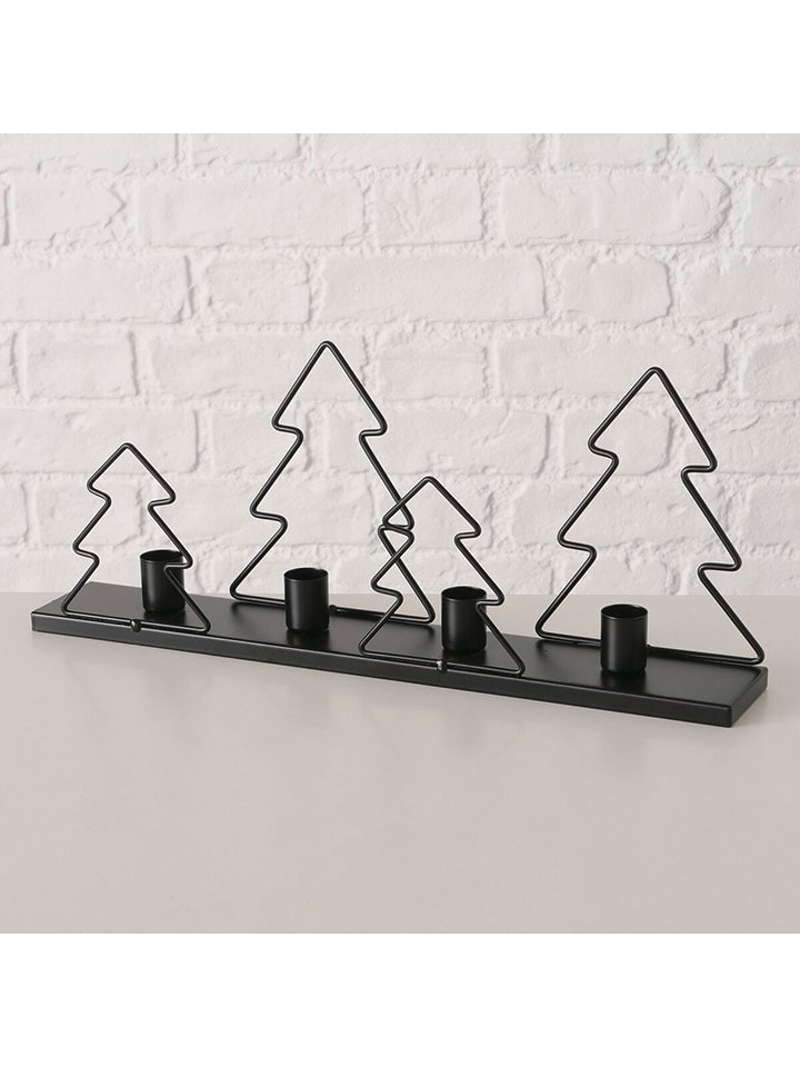 Boltze Świecznik "Blackoak" w kolorze czarnym - 39,3 x 15,7 cm rozmiar: onesize