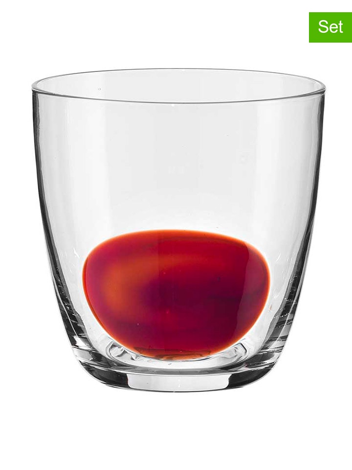 Onlylux Szklanki (6 szt.) "Palotta" w kolorze czerwonym - wys. 9,2 cm rozmiar: onesize