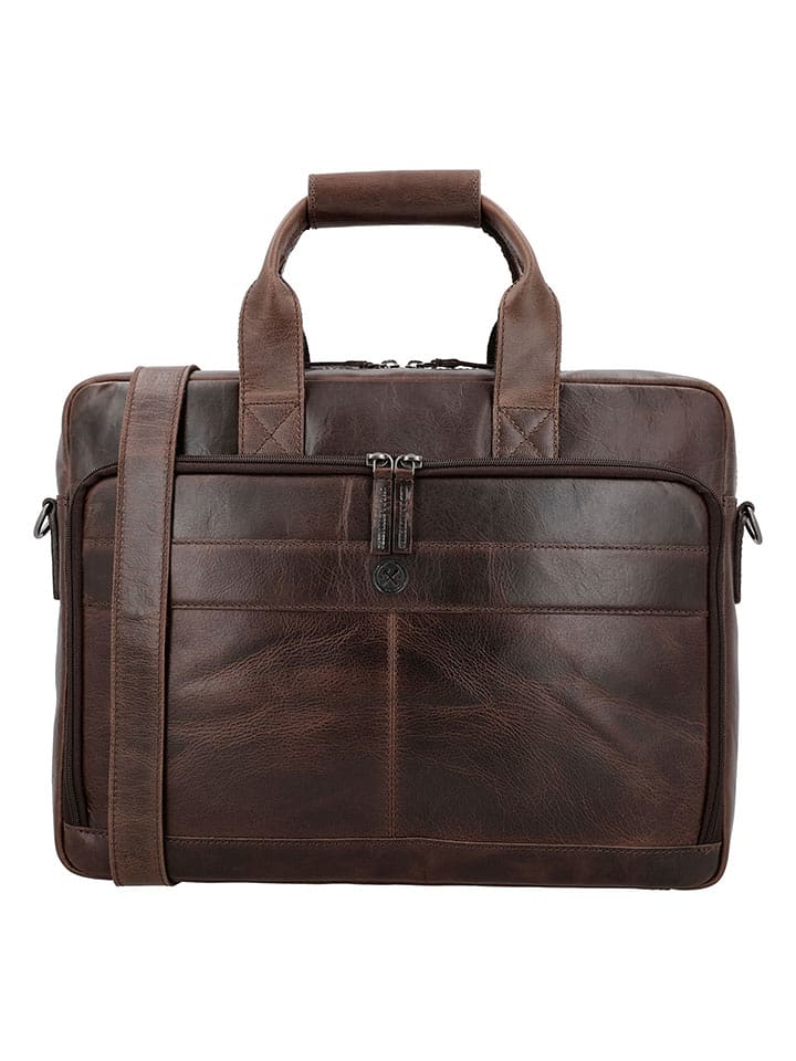 HIDE & STITCHES Skórzana aktówka w kolorze brązowym - 39,5 x 30 x 7 cm rozmiar: onesize