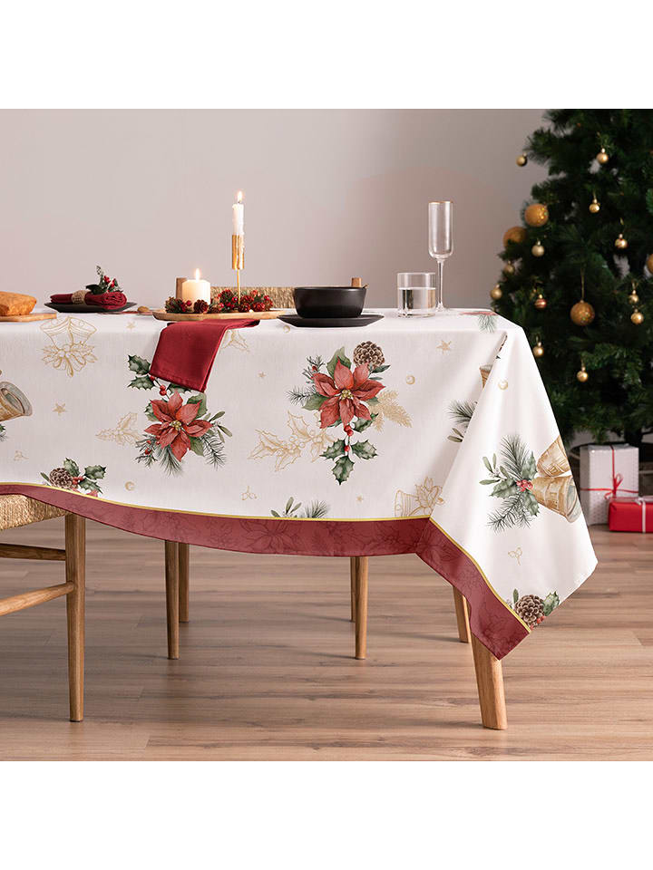 Mint Rugs Obrus "Christmas Carols" w kolorze biało-zielono-czerwonym rozmiar: 155x200 cm