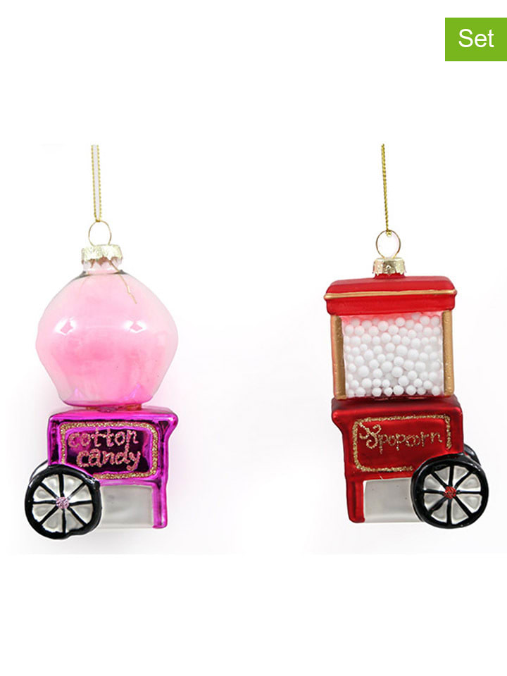 SiL Interiors 2-częściowy zestaw bombek "Candy Machine" w kolorze różowo-czerwonym rozmiar: onesize