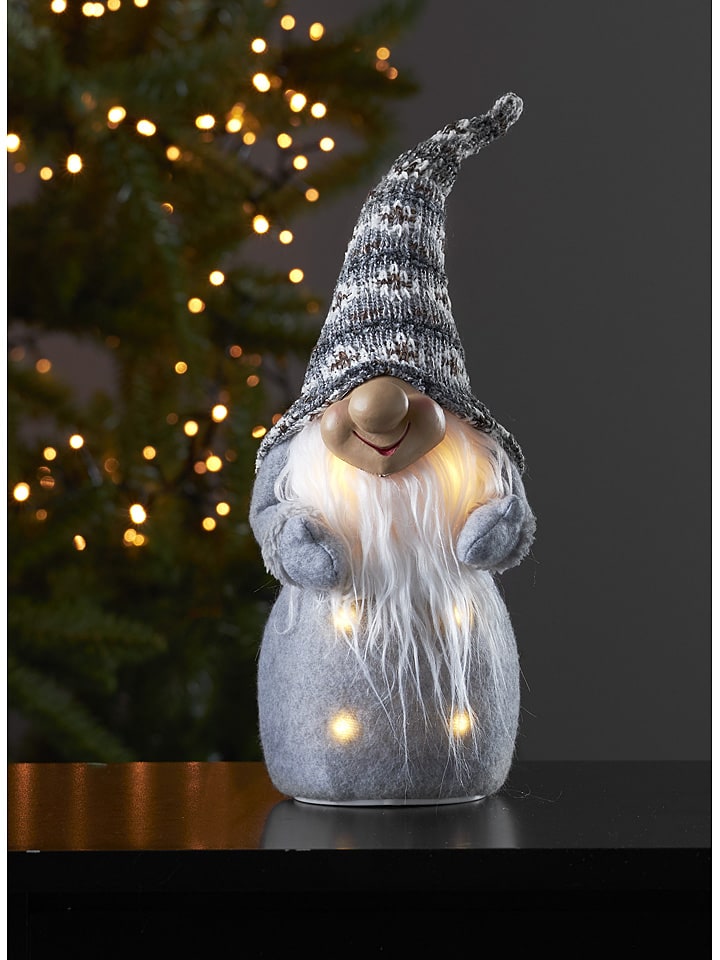 STAR Trading Figurka dekoracyjna LED "Joylight" w kolorze szarym - wys. 40 x Ø 12 cm rozmiar: onesize